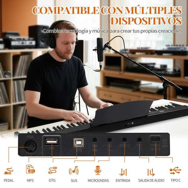 【AM不售卖】GPPS01-106/Y201 88键半重锤键盘可折叠带蓝牙 便携式 黑色 电钢琴 英国-8