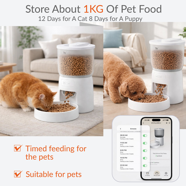智能宠物喂食器，3升自动喂食器，适用于猫、狗、小型宠物，室内定时定量喂食干粮。-6