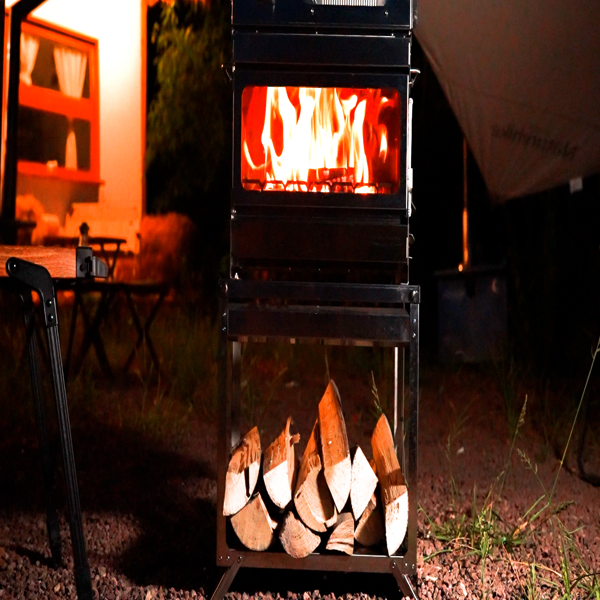 带烤箱和支架的木柴燃烧炉 - 露营帐篷用炉具，带有烟囱管的不锈钢保温帐篷炉，适用于户外烹饪、远足使用-7