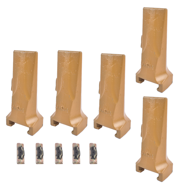 斗齿 5Pk Bucket Teeth with Flex Pins Yellow V17SYL V17PN Fit for Backhoe Loader Excavator-6