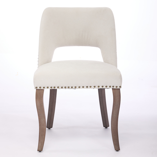 两把装木质餐椅，现代布艺软垫餐椅，厨房椅，乡村风格餐椅，米色-1