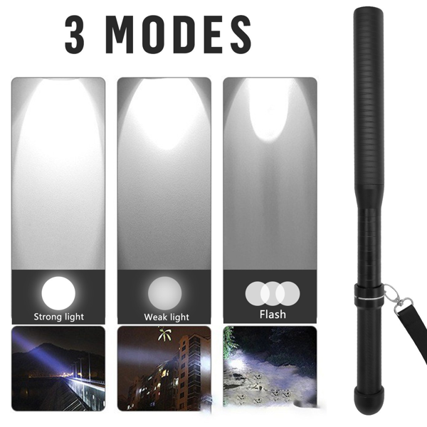 USB可充电LED手电筒3模式户外露营徒步手电筒套装-7