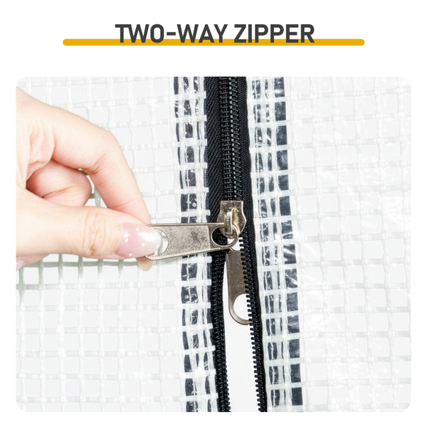 8*6FT PE布花房 白色PE布 黑底银花铁管  一键尖顶 两侧带双窗户 带对侧双拉链卷门 带地钉风绳-8