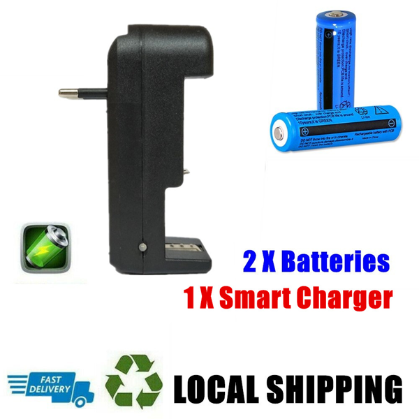 2 块 3000 毫安 18650 可充电电池 + 1 个欧规充电器套装用于手电筒头灯-5