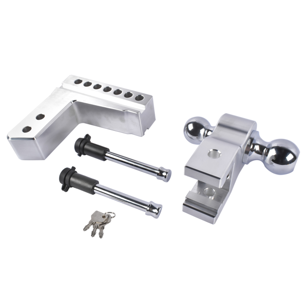 拖车挂接装置 Aluminum Adjustable Trailer Hitch for 2.5-Inch Receiver, 6-Inch Drop/Rise Hitch, 18500LBS, with 2 latches with Locks-5