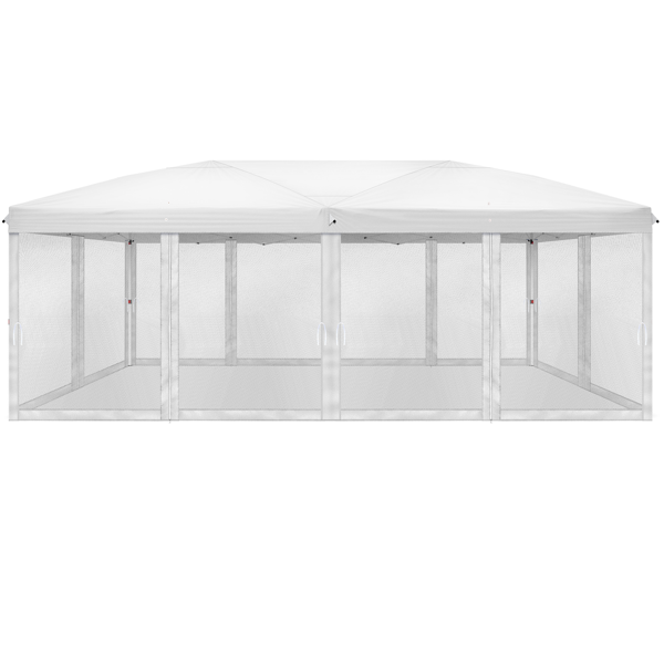 10*20ft  白色  一键撑开6片纱网-2门4纱网 28/22MM脚管 10X20MM交叉杆 折叠棚  210D牛津布  喷塑铁管 配拎包 无沙袋-8