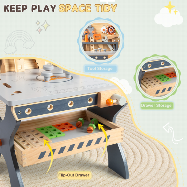 木质 时钟工具台 木质过家家套装-4