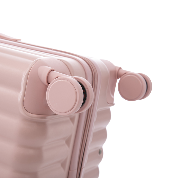 20英寸/24英寸/28英寸三件套ABS材质万向轮拉杆箱，登机箱，带杯架、USB接口和手机支架（粉色）-4