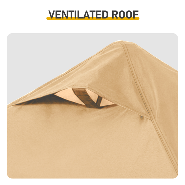 5X8FT 卡其色 顶布带通风口 折叠挑檐框架  烧烤棚 涤纶布 黑色喷塑框架 两边带网格托盘 配拎包-5