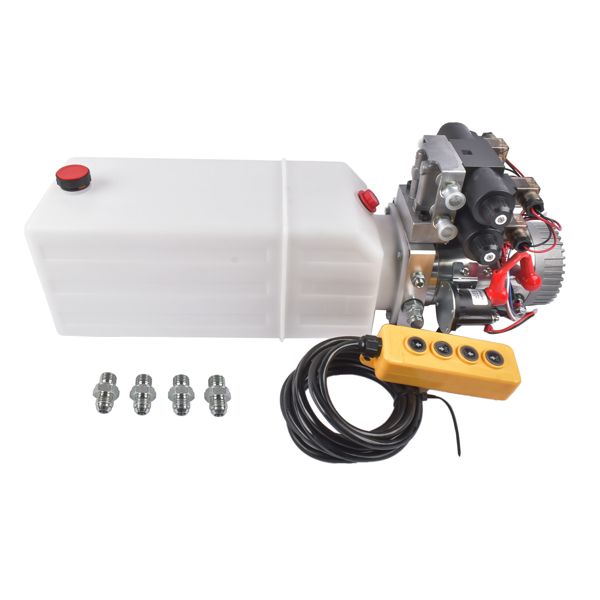 液压泵 Hydraulic Power Unit 8 Quart Double-Acting Hydraulic Pump 12V DC 1.6KW 3200 PSI for Dump Trailer, Car Lifts-2