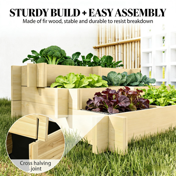 高架花园床/木制花盆 /木材种植箱-4