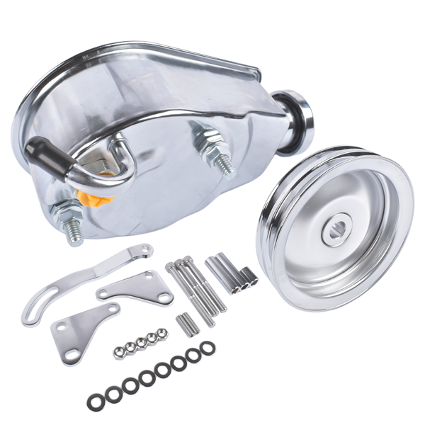 动力转向泵套件 Power Steering Pump Bracket Kit and 2 Groove Keyway Pulley Fit for Small Block Chevy 265 283 305 327 350 383 and 400 Engines-3