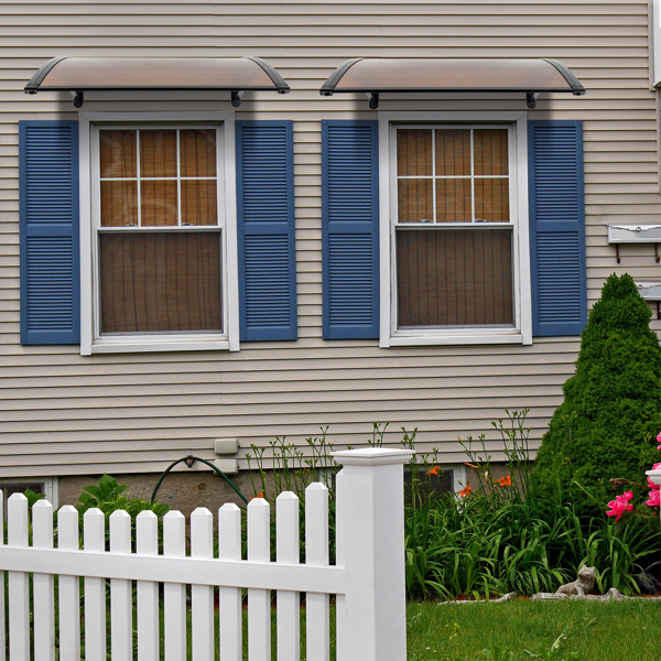 【同款编码：43420714】100*100cm 棕色板黑色支架 雨篷 ABS支架 一片式阳光板 前后铝条-21