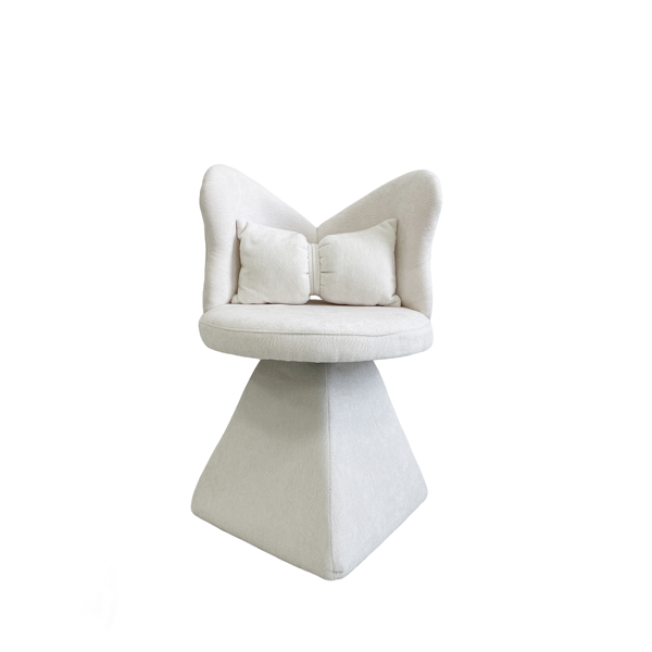 蝴蝶背梳妆椅，旋转休闲椅，餐椅，卧室梳妆台化妆凳，适用于客厅、餐厅、书房、休闲区 白色-1