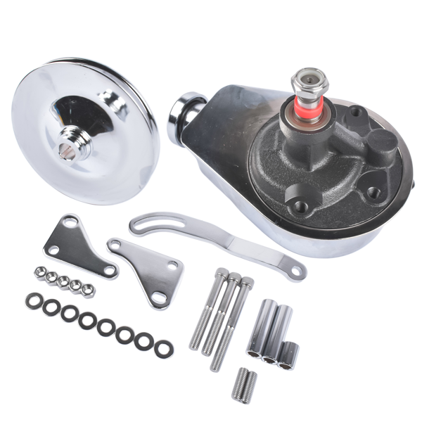 动力转向泵套件 Power Steering Pump and 1 Groove Keyway Pulley with Bracket Kit Fit for Small Block Chevy 265 283 305 327 350 383 and 400 Engines-2