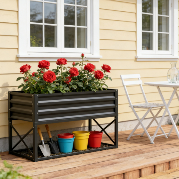 高架花园床/木制花盆 /木材种植箱-7
