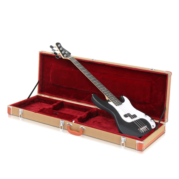 PVC 方形 电贝司皮盒 P贝司/Jazz/IB/火焰贝司 黄棕-5