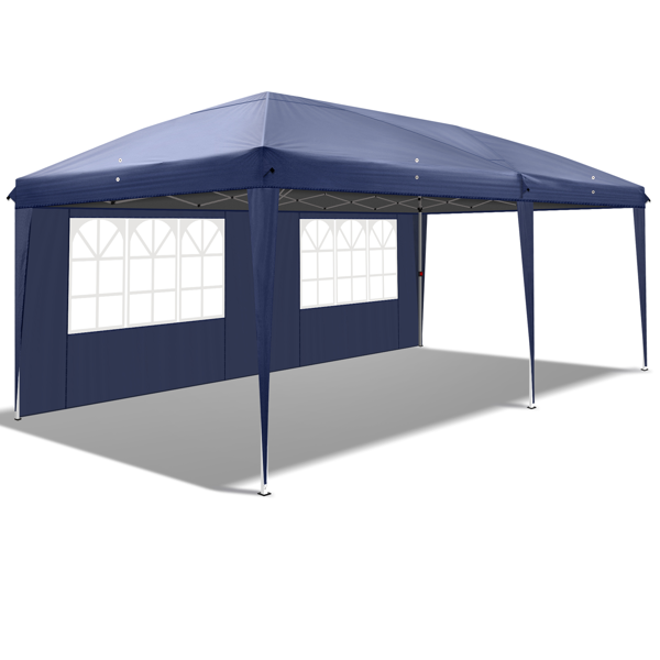 10*20ft  蓝色  一键撑开 6片面-2门4窗 28/22MM脚管 10X20MM交叉杆 折叠棚  210D牛津布  喷塑铁管 配拎包 无沙袋-23