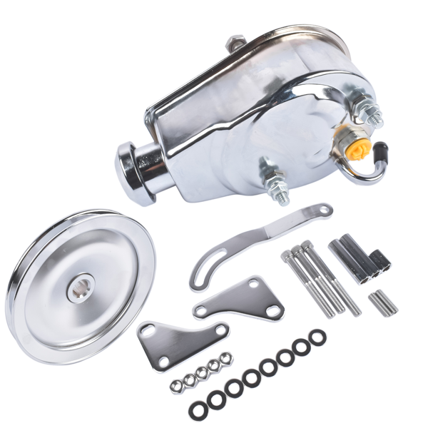 动力转向泵套件 Power Steering Pump and 1 Groove Keyway Pulley with Bracket Kit Fit for Small Block Chevy 265 283 305 327 350 383 and 400 Engines-3