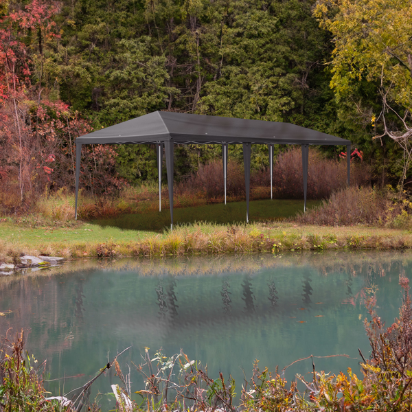 10*30ft 深灰色  无围布 折叠棚 牛津布 白色喷塑框架  配8个沙袋 配拖轮包-15