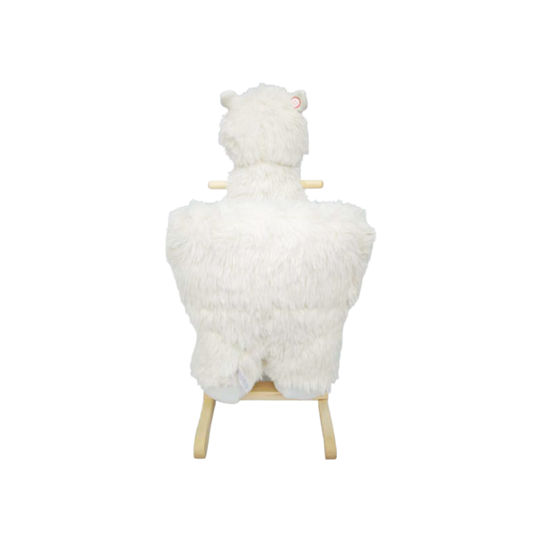 儿童骑乘摇摇马玩具，带摇篮曲，羊驼造型，配有手偶和安全带，适合1-3岁儿童，柔软毛绒面料，白色，通过CPC认证-4