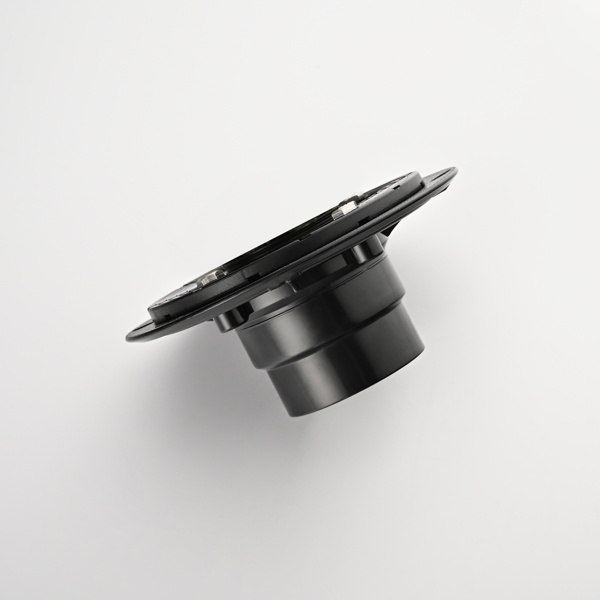 6英寸方形淋浴地漏，带可拆卸方格纹格栅，304不锈钢材质，配法兰底座和毛发过滤网，哑光黑色-8