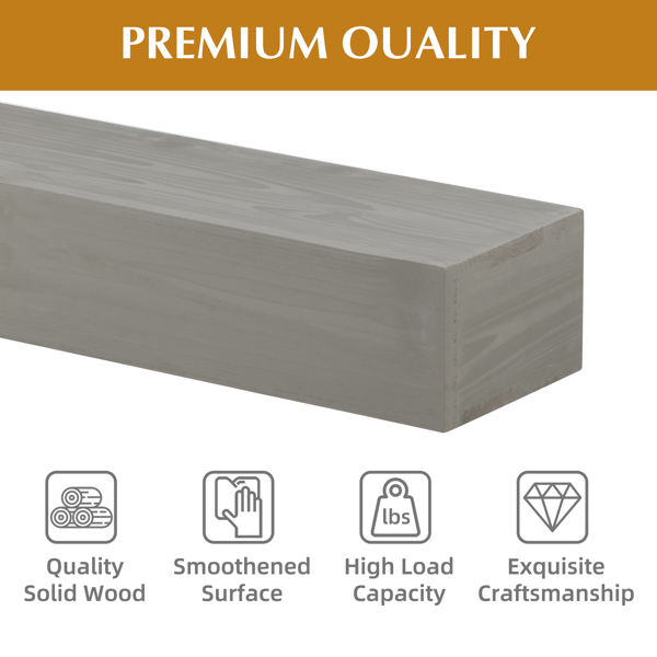 不支持自提及指定仓发货，60英寸壁挂式浮架式冷杉木壁炉架，适用于家居装饰，表面平整-8