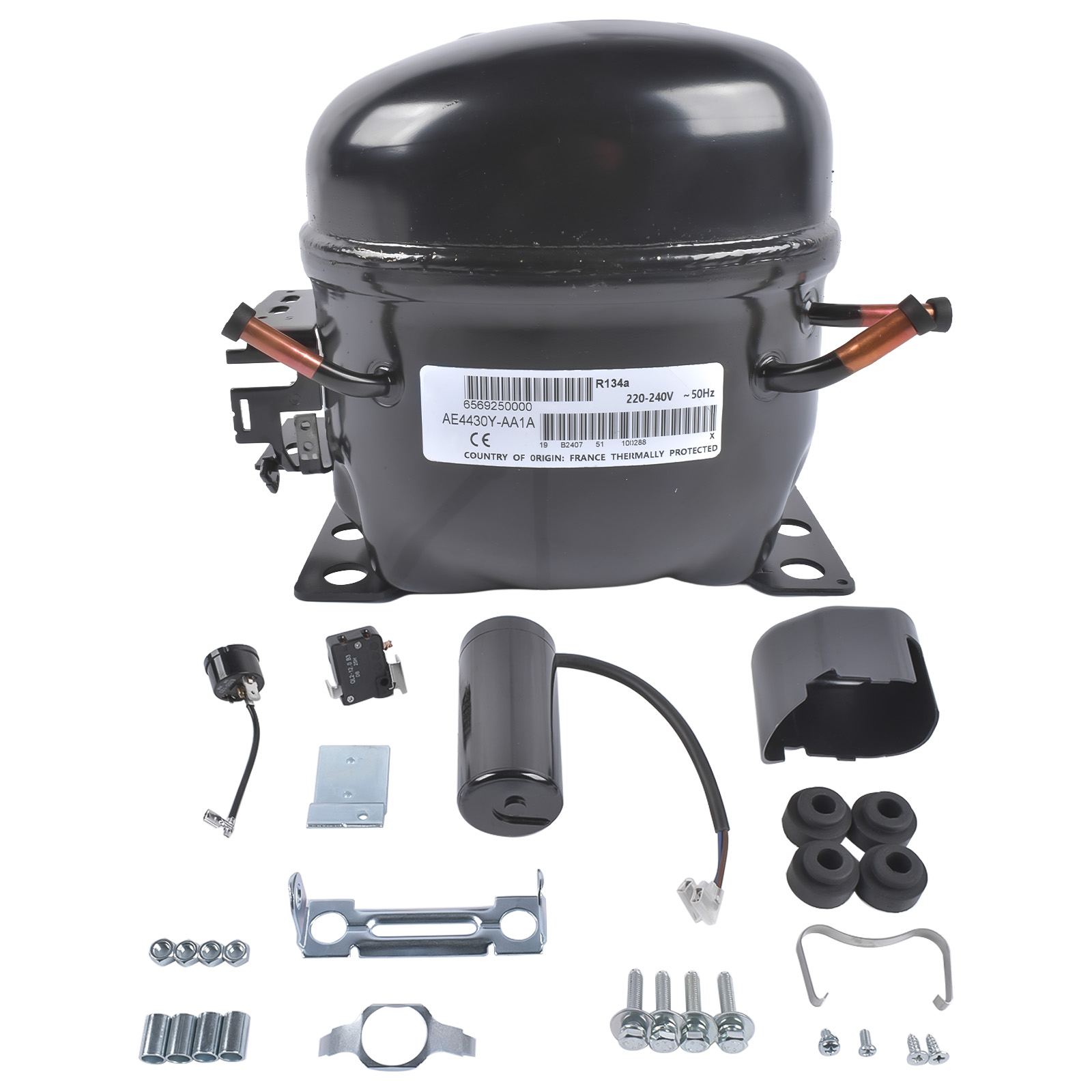 AE4430Y-AA1A CMP1401 Refrigeration Compressor R-134a 220-240V 50Hz 1/4HP 1 Phase for Ice Machines Refrigeration view 1