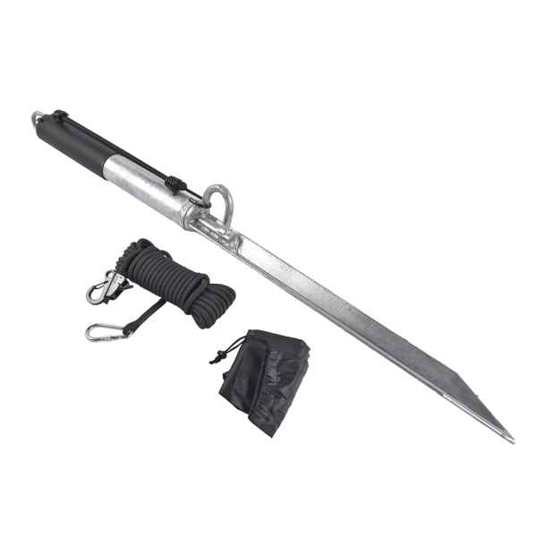 船锚杆 32 Inch Sand Spike Boat Anchor Pole with Stainless Steel Anchor Hook 50ft Line-3