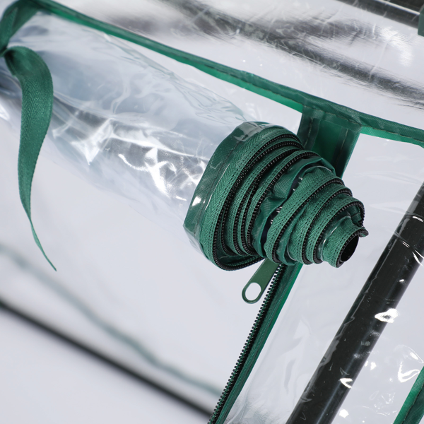 106*36*36in  透明PVC 墨绿色铁管 尖顶 三间 带三拉链卷门-4