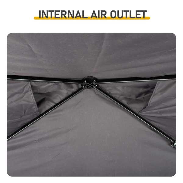 5X8FT 深灰色 顶布带通风口 折叠挑檐框架  烧烤棚 涤纶布 黑色喷塑框架 两边带网格托盘 配拎包-15