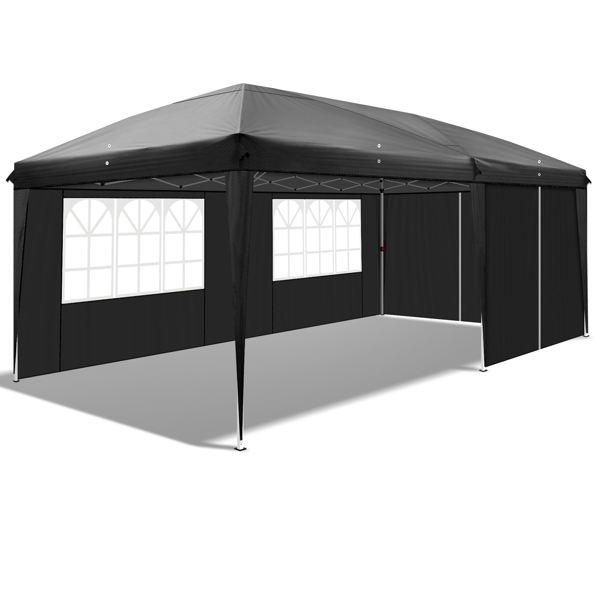 10*20ft   黑色 一键撑开 6片面-2门4窗 28/22MM脚管 10X20MM交叉杆  折叠棚  210D牛津布 喷塑铁管  配拎包 无沙袋-20