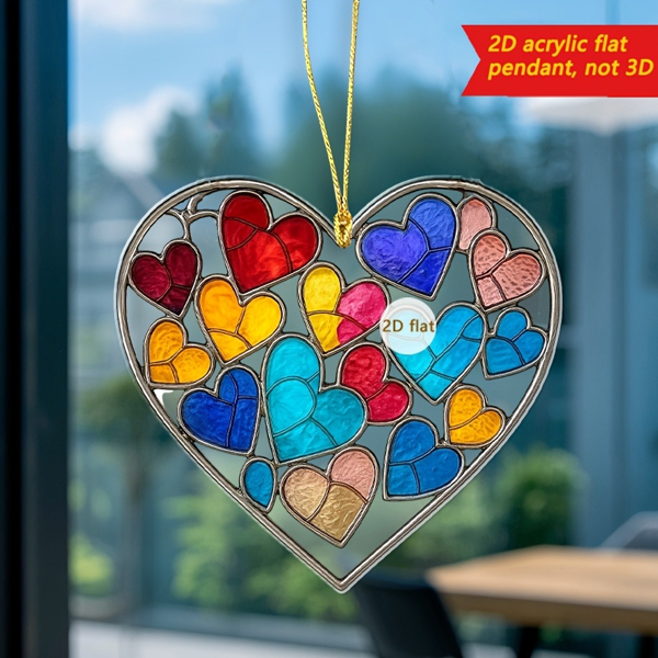 CIFbuy波西米亚风格多彩亚克力心形阳光捕捉器窗户墙壁装饰节日礼品(TikTok、temu下自提)-5