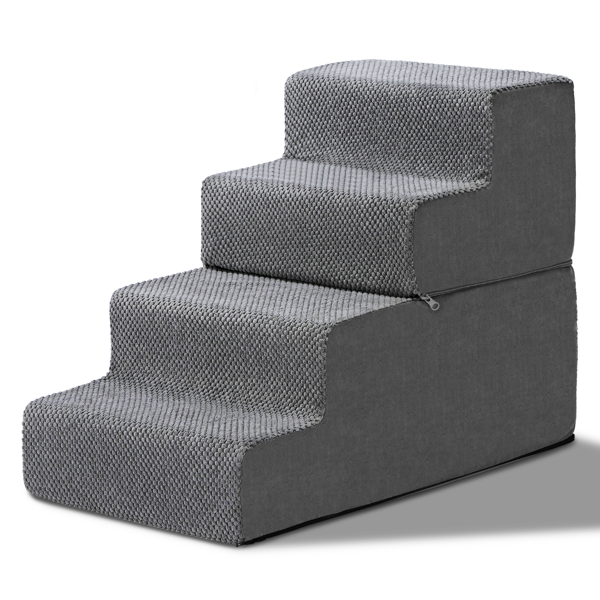 28.3*15.7*19.5inch 方形 上下4阶  灰色 28D海绵+玉米绒 衬布可拆卸 宠物爬梯-4