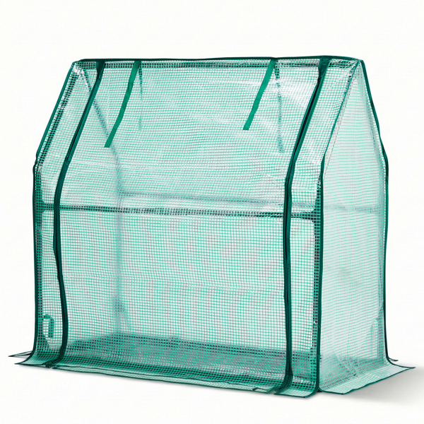 36*18*33in PE布花房 绿色PE布 墨绿色铁管 尖顶 带PE地垫 带拉链卷门-16