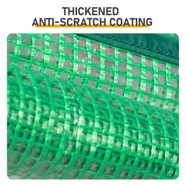 8*12FT PE布花房 绿色PE布 黑底银花铁管 一键尖顶 两侧带双窗户 带对侧双拉链卷门带小窗 带地钉风绳-3