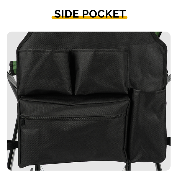 26in 黑铁管 深绿/黑色布面 喷塑铁扁管 铁导演椅 120kg 无便携袋-9