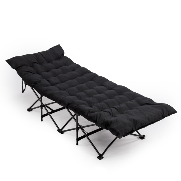 75*28*15in 黑色 户外行军床 10脚铁管 牛津布 折叠翘头 带软垫 150kg-4