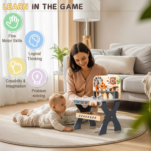 木质 时钟工具台 木质过家家套装-6