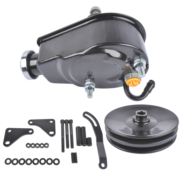 动力转向泵套件 Saginaw Power Steering Pump Bracket Kit & 2 Groove Keyway Pulley Fit for Small Block Chevy 265 283 305 327 350 383 and 400 Engines-7