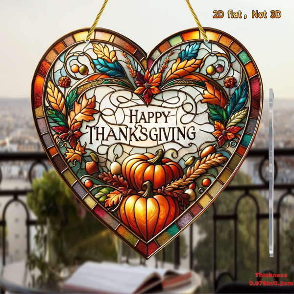 CIFbuy亚克力玻璃太阳捕捉器感恩节南瓜心形挂饰秋季窗户花园装饰(TikTok、temu下自提)-3