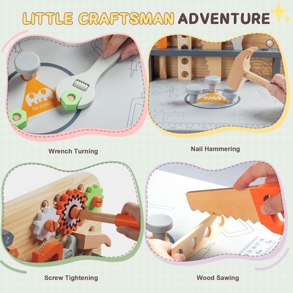 木质 时钟工具台 木质过家家套装-3