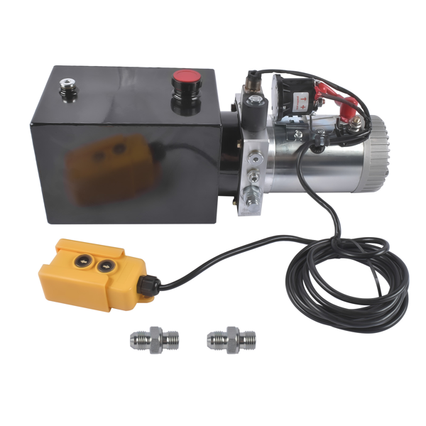 液压泵 Hydraulic Power Unit 6 Quart Single Acting Dump Trailer Hydraulic Pump 3200PSI 2.0 GPM 12V DC 1.6KW SAE #6 Port-6