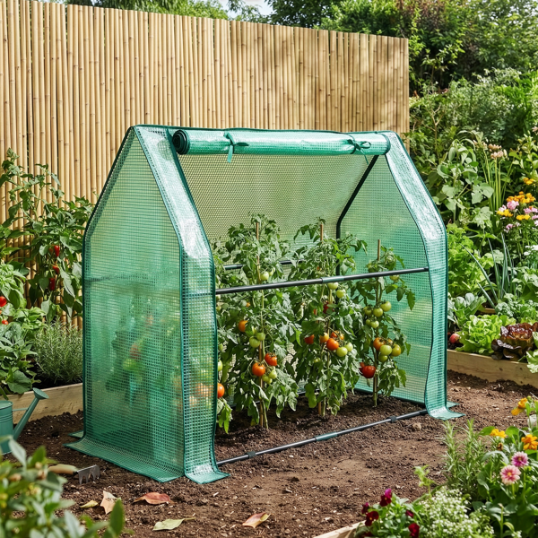 36*18*33in PE布花房 绿色PE布 墨绿色铁管 尖顶 带PE地垫 带拉链卷门-24