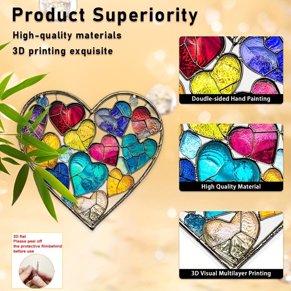 CIFbuy彩虹爱心亚克力阳光捕捉器 窗户装饰 彩色悬挂礼物（TikTok、temu下自提）-3