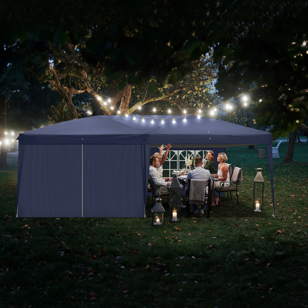 10*20ft  蓝色  一键撑开 6片面-2门4窗 28/22MM脚管 10X20MM交叉杆 折叠棚  210D牛津布  喷塑铁管 配拎包 无沙袋-42