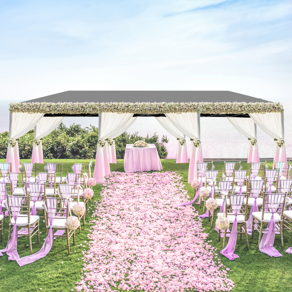 10*30ft 深灰色 8片面-2个门 折叠棚 牛津布 白色喷塑框架-13