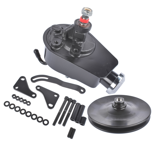 动力转向泵套件 Black Steel Power Steering Pump With Bracket Kit & Pulley Fit for Small Block Chevy 265 283 305 327 350 383 and 400 Engines-2