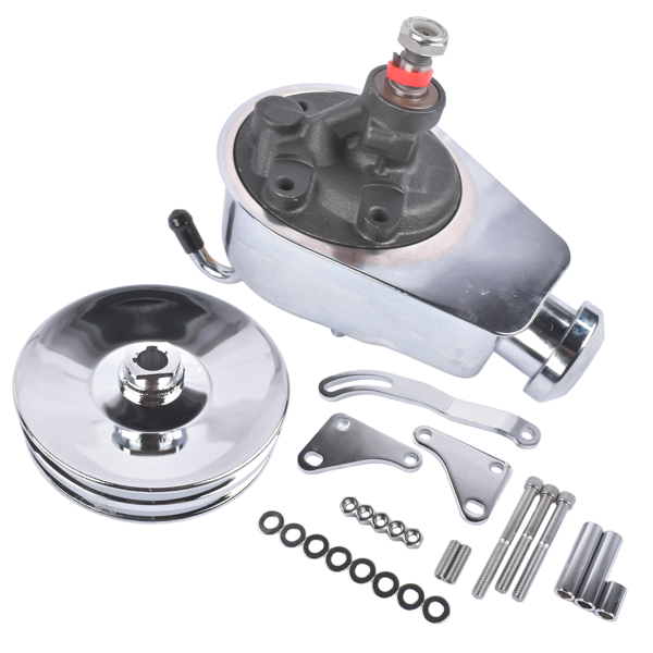 动力转向泵套件 Power Steering Pump Bracket Kit and 2 Groove Keyway Pulley Fit for Small Block Chevy 265 283 305 327 350 383 and 400 Engines-1