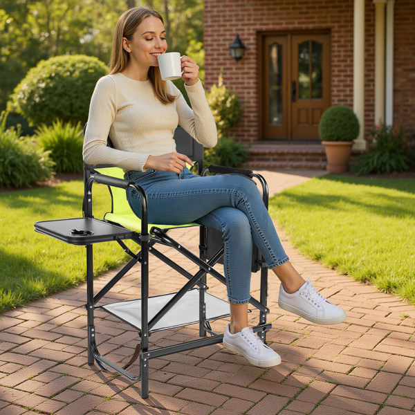 26in 黑铁管 荧光绿/黑色布面 喷塑铁扁管 铁导演椅 120kg 无便携袋-10